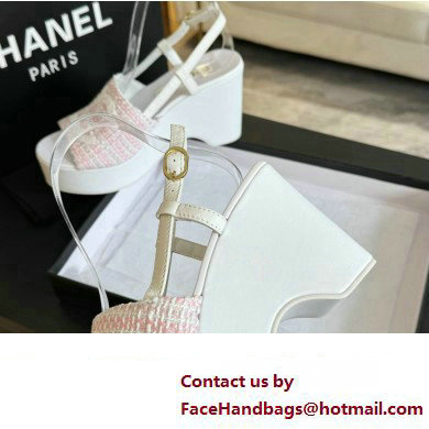 Chanel Tweed  &  Patent Calfskin Sandals G45555 Pink 2024